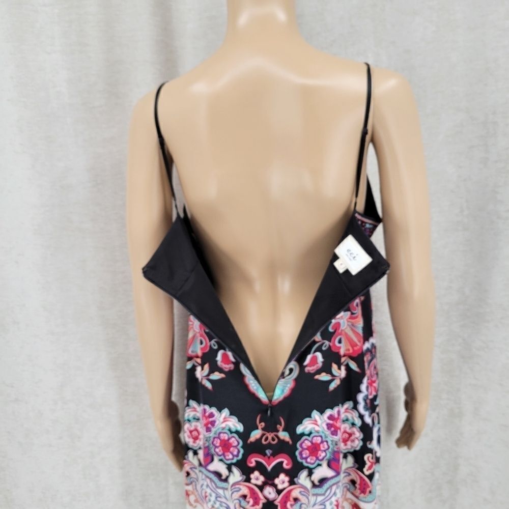 eci Y2K  Silk Satin Floral Midi Dress Women's Size 6 Boho - Picture 4 of 13